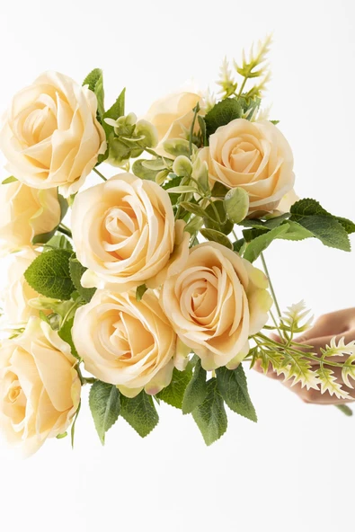 Güleç Yapay Çiçek Yapay Gül Demeti 9 Dallı Somon - 3