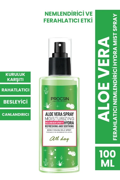 PROCSİN ALOEVERA FERAHLATICI NEMLENDİRİCİ HYDRA MİST SPRAY 100 ML
