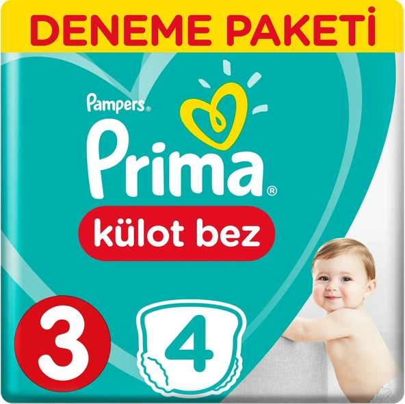 PRİMA KÜLOT BEBEK BEZİ 3 BEDEN MİDİ 4'LÜ DENEME PAKETİ