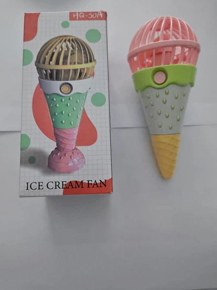 Mini El Fanı Şarjlı Dondurma Figürlü Taşınabilir Vantilatör Masa El Tipi Serinletici Soğutucu - 2