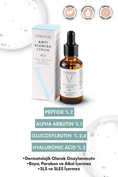 VİAVİOR VELA LEKE KARŞITI ARBUTİN CİLT SERUMU VEGAN NEMLENDİRİCİ AYDINLATICI PÜRÜZSÜZLEŞTİRİCİ 30ML - 2