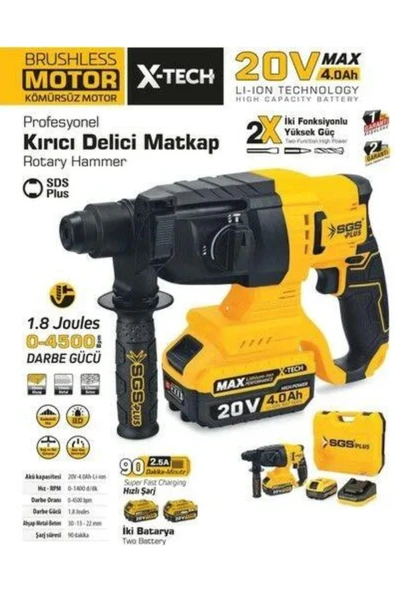 KIRICI DELİCİ MATKAP SETİ 20 VOLT (4.0Ah) - Resim 2