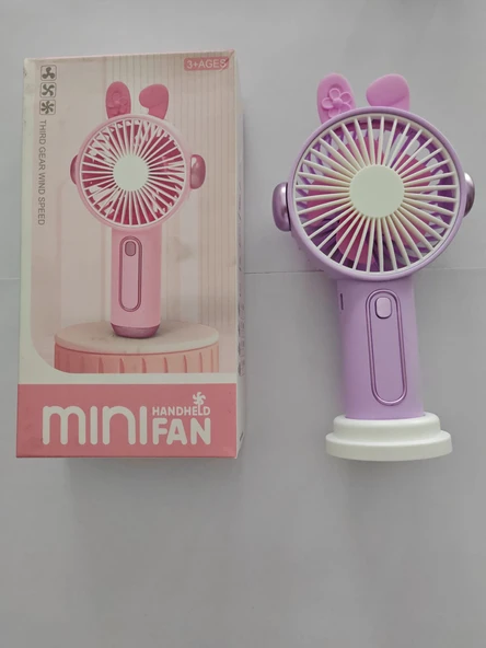 Mini El Fanı Büyük Boy Şarjlı Telefon Tutuculu Figürlü 3 Kademeli Taşınabilir Vantilatör Masa El Tipi Serinletici - 2