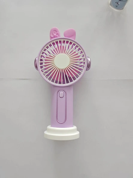 Mini El Fanı Büyük Boy Şarjlı Telefon Tutuculu Figürlü 3 Kademeli Taşınabilir Vantilatör Masa El Tipi Serinletici