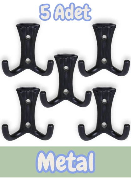 Troy Portmanto Vestiyer Duvar Dolap Elbise Askısı Siyah Metal Mobilya Kapı Askılığı Askılık (5 Adet) ürün görseli 1