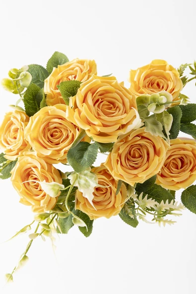 Güleç Yapay Çiçek Yapay Gül Demeti 9 Dallı Sarı - Resim 3