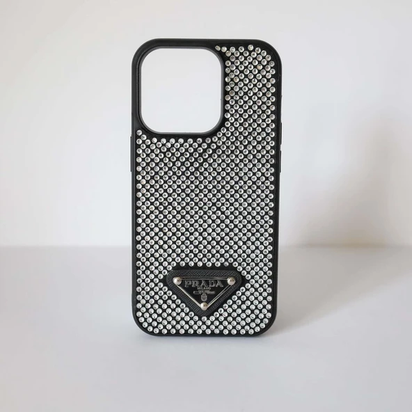 İphone 13 PROMAX Parlak pırlanta taşlı lüks kılıf siyah ürün görseli 1