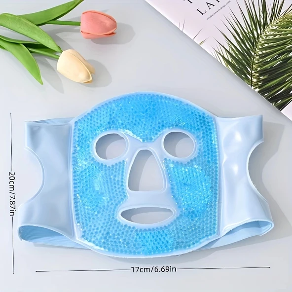 Terapi Jel Yüz Maskesi Soğuk Ve Sıcak Boncuklu Ayarlanabilir Maske (Mavi) - 6