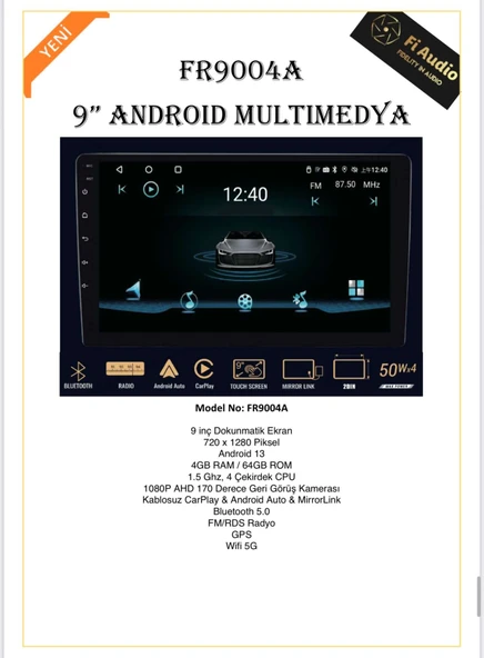 Fİ AUDİO Tablet Multimedya 9 inç Dokunmatik Ekran Androıd 13 4+64 GB - WİFİ 5G - Resim 3