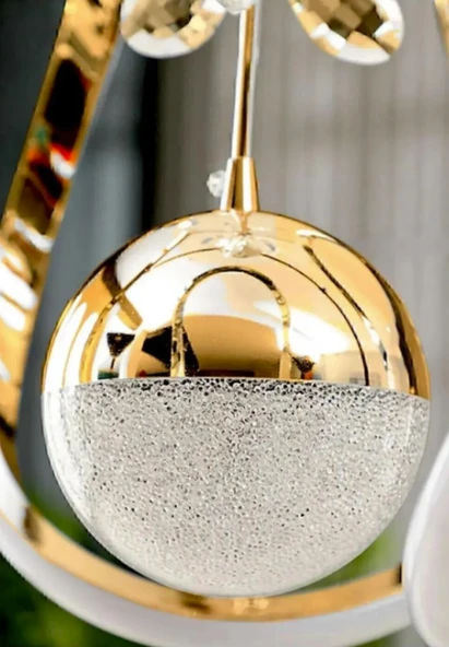 ŞEKER TOP MODERN SARKIT LED AVİZE TEKLİ 3 RENK GOLD KAPLAMALI - Resim 2