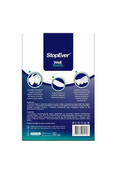 StopEver Well Tooth Kürdanlı Diş İpi 50 Adet - 2