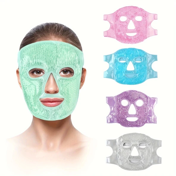 Terapi Jel Yüz Maskesi Soğuk Ve Sıcak Boncuklu Ayarlanabilir Maske (Yeşil) - 3
