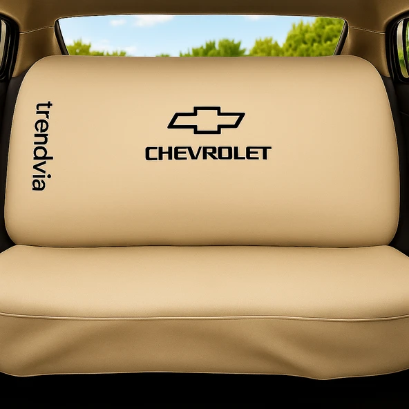 Oto Servis Tipi Açık Bej Koltuk Kılıfı  Chevrolet Logolu Penye Ön ve Arka Takım - 2
