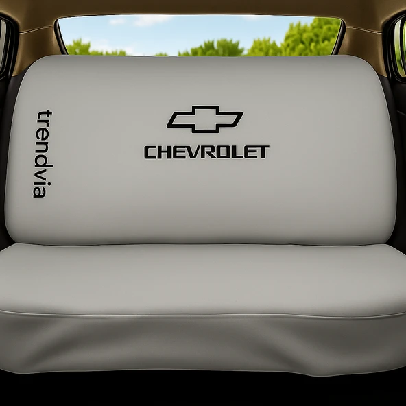 Oto Servis Tipi Penye Koltuk Kılıfı Takımı  Chevrolet Logolu Açık Gri Ön ve Arka Takım - 2