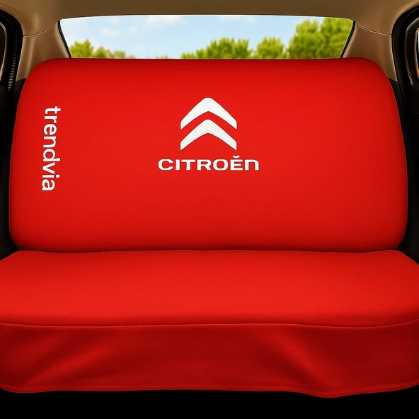 Servis Tipi Citron Logolu Kırmızı Penye Oto Koltuk Kılıfı Ön ve Arka Koltuklara Uyumlu - 2