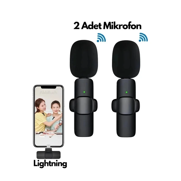 Type-C Çiftli Kablosuz Yaka Mikrofonu Seti - YouTube, TikTok, Vlog ve Canlı Yayınlar İçin Telefon Uyumlu Çift Mikrofon - 1