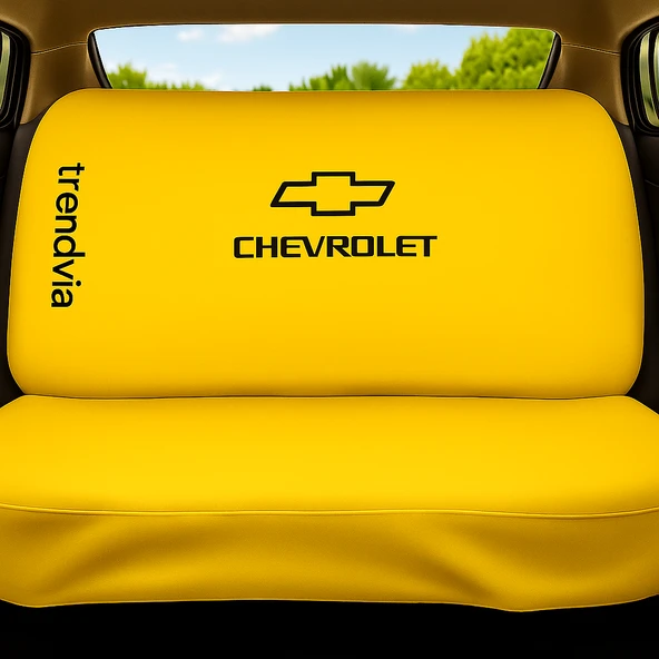 Oto Servis Tipi Chevrolet Logolu Koltuk Kılıfı  Sarı Renkli Penye Kumaş Takım - 2