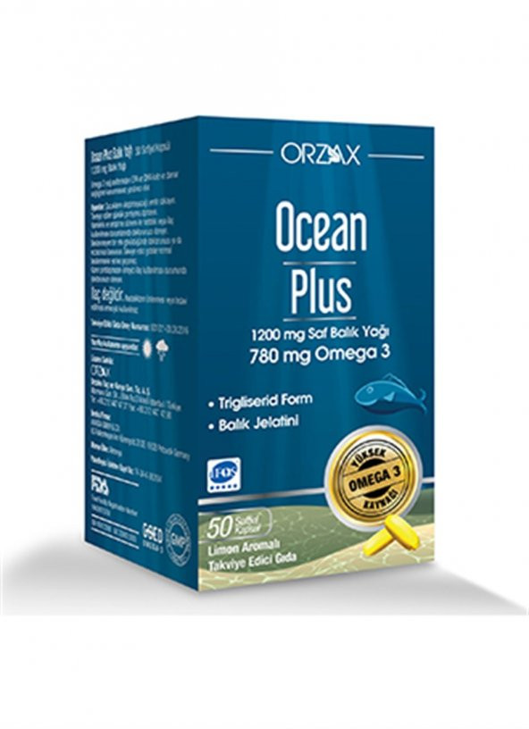 Ocean Plus 1200 mg Saf Balık Yağı 50 Kapsül