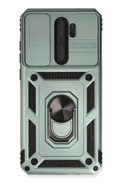 Xiaomi Redmi Note 8 Pro Kılıf Pars Lens Yüzüklü Silikon - Yeşil - 1