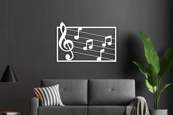 Beyaz Müzik Nota Dekoratif duvar tablo ürün görseli