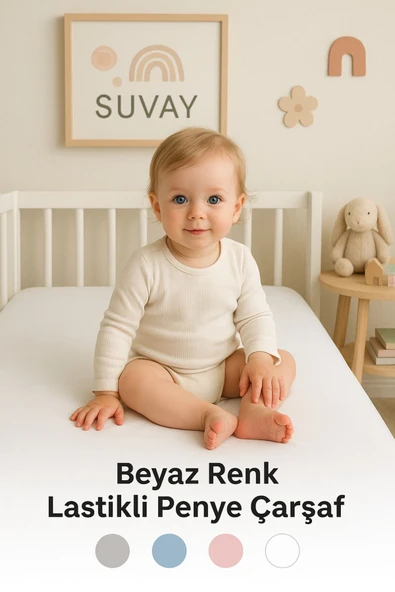 Bebek Lastikli Çarşaf %100 Pamuklu Penye Park Yatak - Krem - Beyaz - Gri - Pembe - Mavi - 60x120 - 70x110 - 70x120 - 70x130 - 70x140 - 11