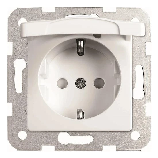 VİKO LİNNERA KAPAKLI TOPRAKLI PRİZ BEYAZ Ç.K. çerçeve hariç ürün görseli 1