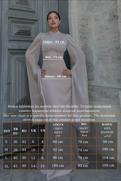 Bel Boncuk İşleme Detaylı Beden Ayarlı Abiye Elbise 2325-Siyah - Resim 6