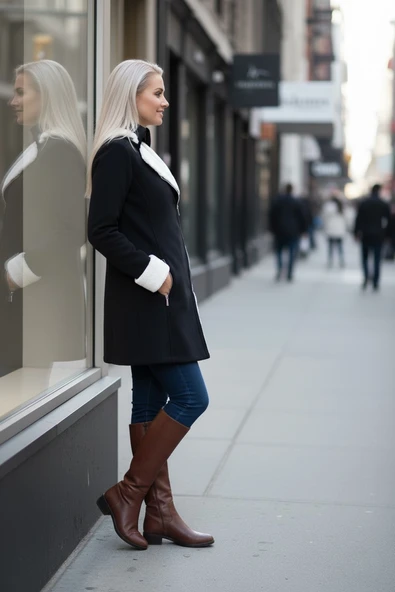 Şık Kışlık Günlük Kaşe Kadın Kaban - Resim 4