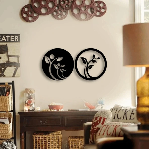 2li Soyut Çiçek Dekoratif dekor tablo ürün görseli