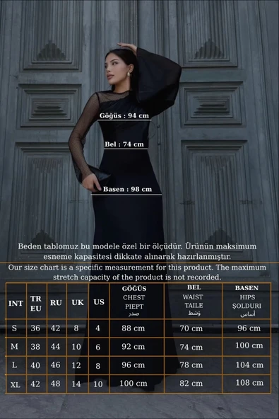 File Detaylı Abiye Elbise 2337-Siyah - Resim 7