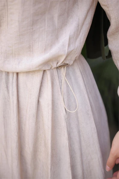 Fermuarlı Gömlek Yaka Kısa Rahat Kap - Cepli Etek Takımı - (38-46) - 71288 - Bej - Resim 6