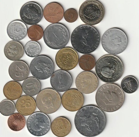 Escoines Koleksiyon 399636876d19753386 30Adet Madeni Koleksiyon Başlangıç seti Yerli/Yabancı Paralar