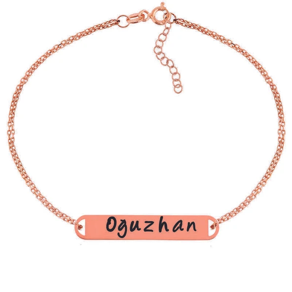 Gümüş Rose Kişiye Özel İsimli Bayan Bileklik - 1