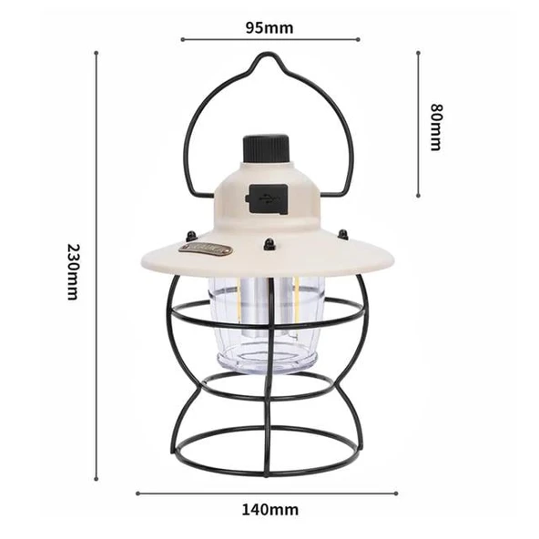 PowerMaster PM-16042 Retro Nostaljik Şarjlı Kamp Lambası Filament + SMD Ledli - 2