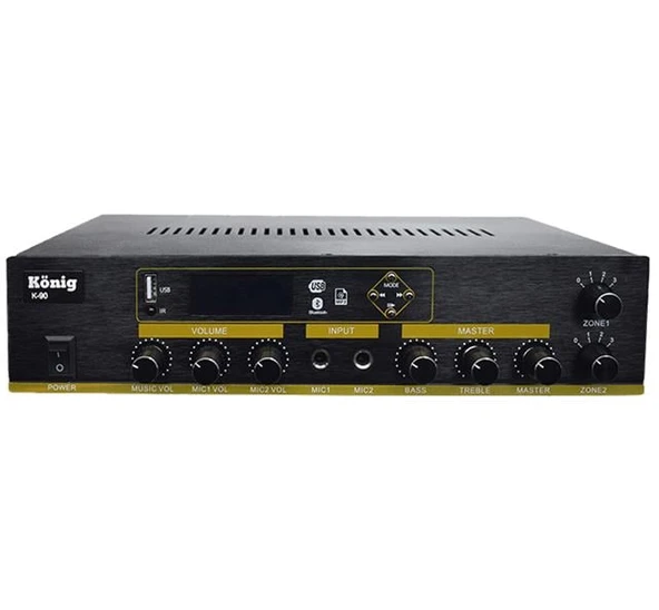 König K-90 2 Zonlu 100 Watt Usb-Bluetooth-2 Bölgeli 2 Mik. Giriş Trafolu Anfi ürün görseli