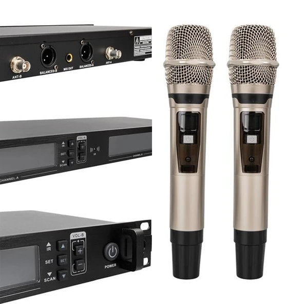 Magicvoice MV21633 2 El Tipi Mikrofonlu 100+100 Kanal Antenli Uhf-Pll Kablosuz Telsiz Mikrofon ürün görseli