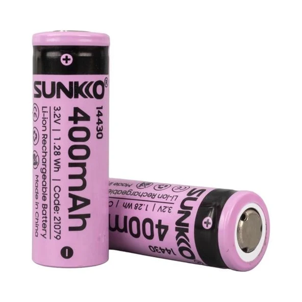Sunkko IFR 3.2 Volt 400 Mah 14430 Şarj Edilebilir Pil (Tekli) - 1