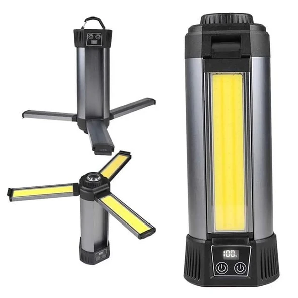 PowerMaster PM-24566 35 Watt USB - Type-C Girişli P50 Ve Cob Ledli 3 Kanatlı Kollu Çalışma Lambası - Resim 2