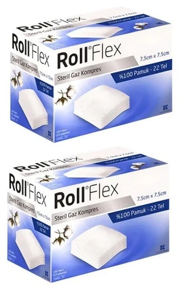 Roll Flex Steril Gaz Kompres 7.5cm x 7.5cm 100'lü 2 Paket