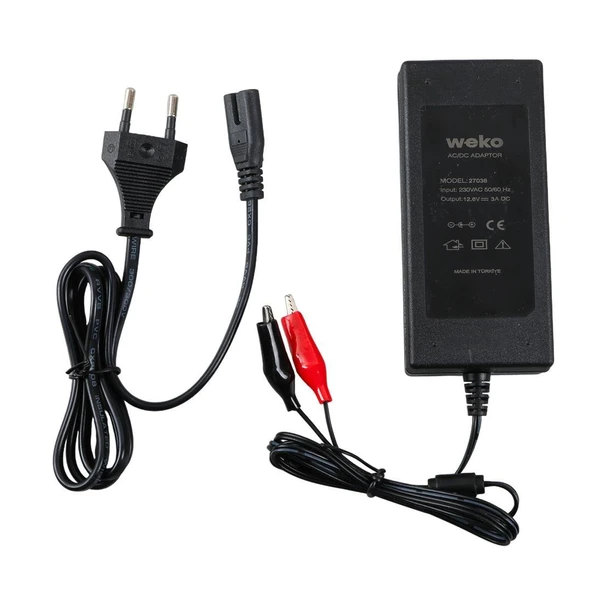 Weko 12.6 Volt - 3 Amper Krokodil Uçlu Ledli Yerli Üretim Masaüstü Şarj Adaptörü - 3