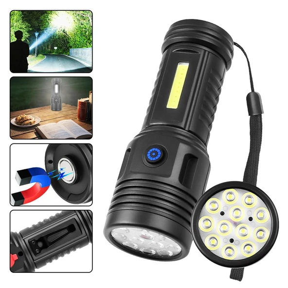 Powermaster PM-26722 Plastik 4+2 Modlu Şarjlı 12 Ledli El Feneri - 3