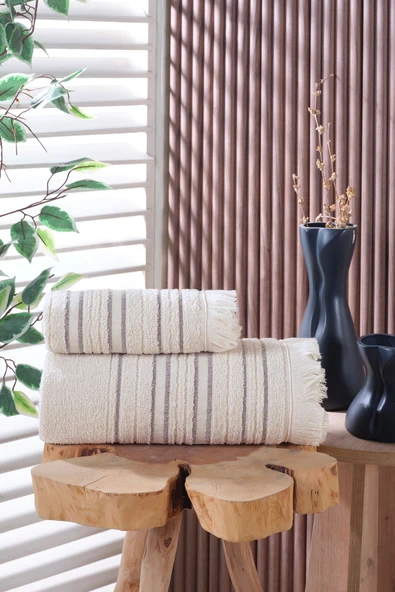 BAMİROSE Liana 50x90 70x140 Cm 2’li Banyo Havlu Takımı, Plaj Havlusu, Hamam Takımı - 1