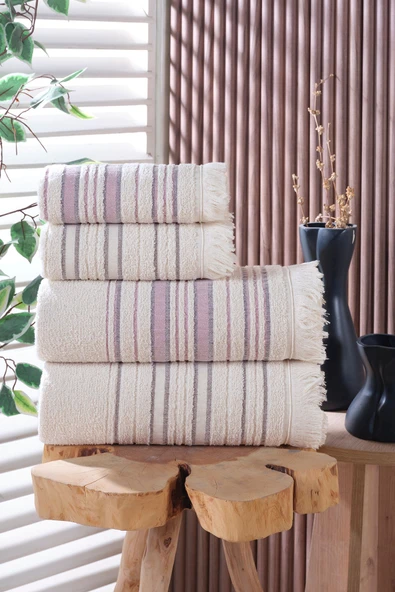 BAMİROSE Liana 50x90 70x140 Cm 4'lü Banyo Havlu Takımı, Plaj Havlusu, Hamam Takımı - 1