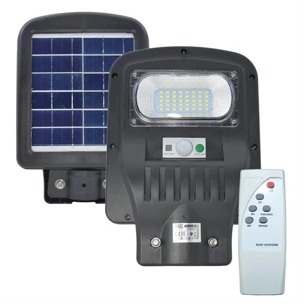 Horoz 50W Siyah Led Solar Güneş Enerjili Lamba Sokak Armatür Beyaz Işık ürün görseli 1