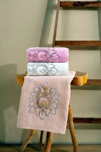 BAMİROSE 30X50 CM 3'LÜ GÜPÜRLÜ EL & MUTFAK & YÜZ ÇEYİZLİK HEDİYELİK HAVLU SETİ - 3