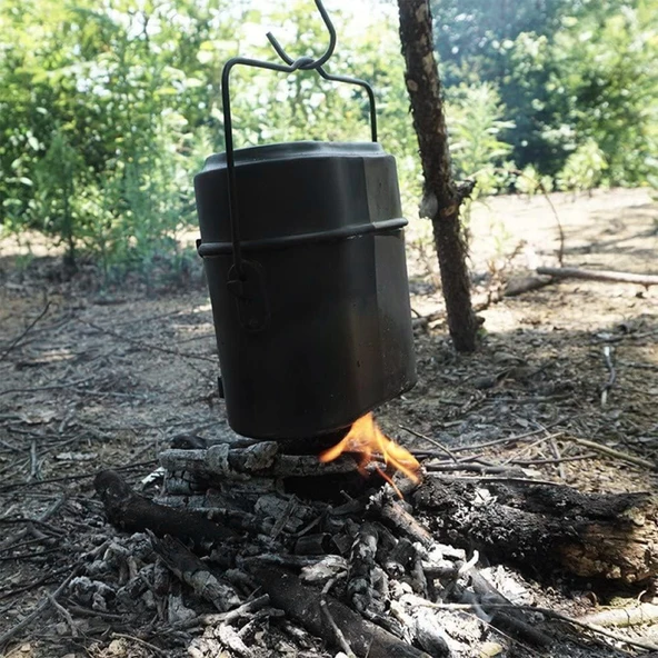 Alüminyum Kamp Yemek Pişirme Sefer Tası Seti Dış Mekan Alüminyum Tencere Seti Saplı Pişirme Set - Resim 6