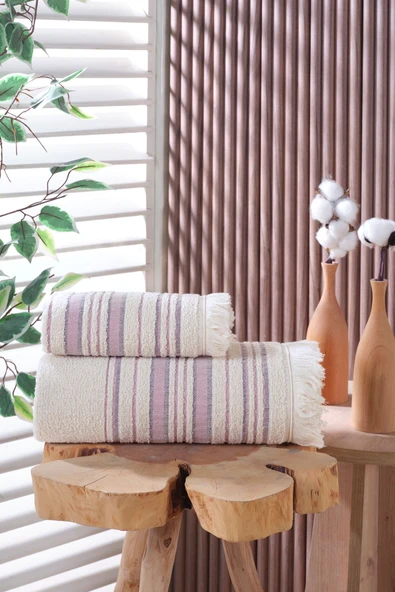 BAMİROSE Liana 50x90 70x140 Cm 2’li Banyo Havlu Takımı, Plaj Havlusu, Hamam Takımı - 1