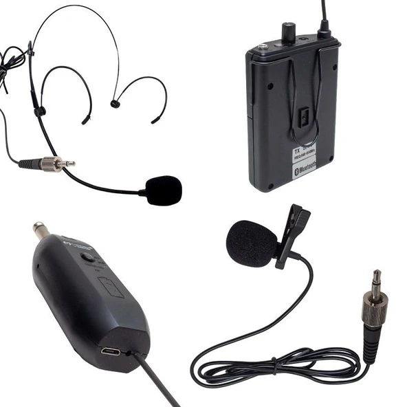 Magicvoice Mv-19601 UHF Kablosuz Enstrüman Uyumlu Bluetooth Jak Girişli İkili Mikrofon Set - 2