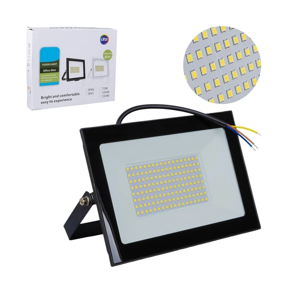 Powermaster PM-22572 100 Watt - 220 Volt 6500K IP66 150* Işık Açısı Siyah Slim Kasa Beyaz Led Projektör