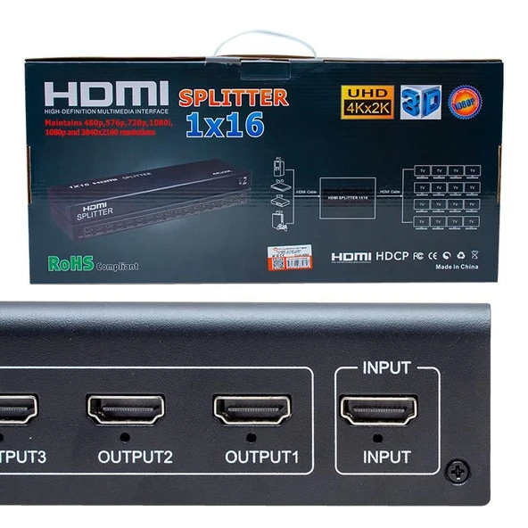 Powermaster PM-4948 16 Port 1080P 3D 16'Lı HDMI Dağıtıcı - 3
